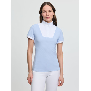 Polo de concurso LeMieux plisado de manga corta Sophia para mujer Niebla Azul Polo de concurso LeMieux plisado de manga corta Sophia para mujer Niebla Azul