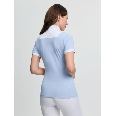 Polo de concurso LeMieux plisado de manga corta Sophia para mujer Niebla Azul Polo de concurso LeMieux plisado de manga corta Sophia para mujer Niebla Azul
