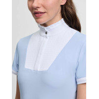 Polo de concurso LeMieux plisado de manga corta Sophia para mujer Niebla Azul Polo de concurso LeMieux plisado de manga corta Sophia para mujer Niebla Azul