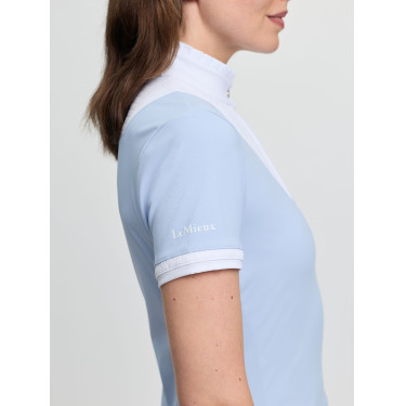 Polo de concurso LeMieux plisado de manga corta Sophia para mujer Niebla Azul Polo de concurso LeMieux plisado de manga corta Sophia para mujer Niebla Azul