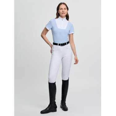 Polo de concurso LeMieux plisado de manga corta Sophia para mujer Niebla Azul Polo de concurso LeMieux plisado de manga corta Sophia para mujer Niebla Azul
