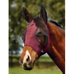 Máscara anti-moscas WeatherBeeta ComFiTec Deluxe Stretch con orejas Burdeos / negro