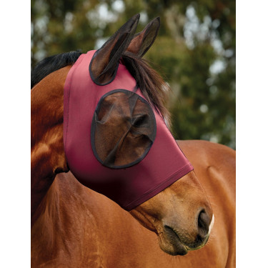 Máscara anti-moscas WeatherBeeta ComFiTec Deluxe Stretch con orejas Burdeos / negro