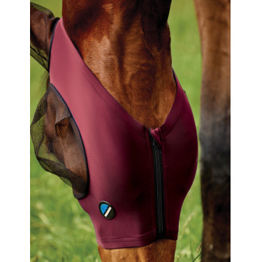 Máscara anti-moscas WeatherBeeta ComFiTec Deluxe Stretch con orejas Burdeos / negro
