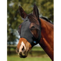 Máscara anti-moscas WeatherBeeta ComFiTec Deluxe Stretch con orejas Negro / negro