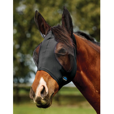 Máscara anti-moscas WeatherBeeta ComFiTec Deluxe Stretch con orejas Negro / negro