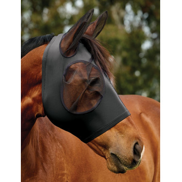 Máscara anti-moscas WeatherBeeta ComFiTec Deluxe Stretch con orejas Negro / negro
