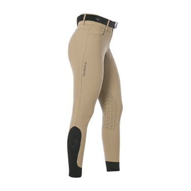 Pantalón de equitación para mujer Equestro con grip en las rodillas de tiro alto Incienso Beige Pantalón de equitación para mujer Equestro con grip en las rodillas de tiro alto Incienso Beige