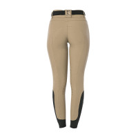 Pantalón de equitación para mujer Equestro con grip en las rodillas de tiro alto Incienso Beige
