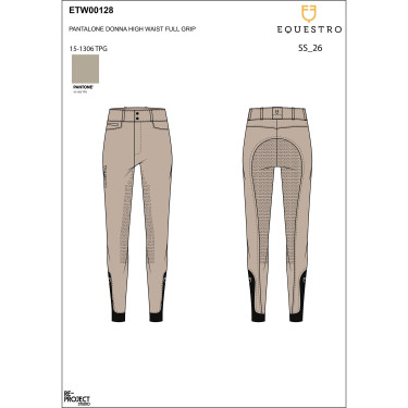 Pantalón de talle alto con grip integral para mujer Equestro Oxford tostado Rosa
