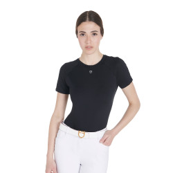 Camiseta técnica de entrenamiento para mujer corte slim Equestro Negro