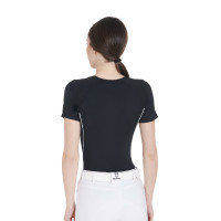 Camiseta técnica de entrenamiento para mujer corte slim Equestro Negro Camiseta técnica de entrenamiento para mujer corte slim Equestro Negro