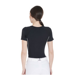 Camiseta técnica de entrenamiento para mujer corte slim Equestro Negro