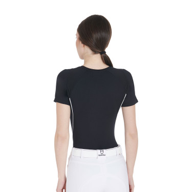 Camiseta técnica de entrenamiento para mujer corte slim Equestro Negro