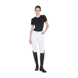 Camiseta técnica de entrenamiento para mujer corte slim Equestro Negro