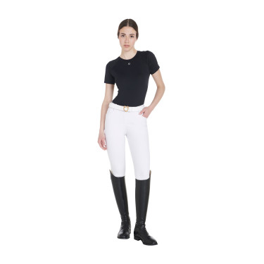 Camiseta técnica de entrenamiento para mujer corte slim Equestro Negro
