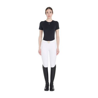 Camiseta técnica de entrenamiento para mujer corte slim Equestro Negro