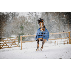 Manta Equithème - TYREX Aisance 1200D - Cuello Alto Azul cobalto