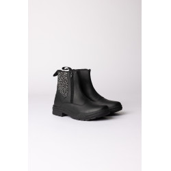 Botines jodhpur Horze Sporty de cuero vegano con detalles de efecto cristal Negro
