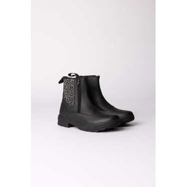 Botines jodhpur Horze Sporty de cuero vegano con detalles de efecto cristal Negro