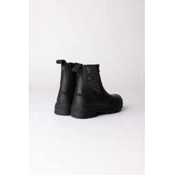 Botines jodhpur Horze Sporty de cuero vegano con detalles de efecto cristal Negro
