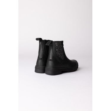 Botines jodhpur Horze Sporty de cuero vegano con detalles de efecto cristal Negro