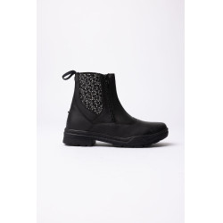 Botines jodhpur Horze Sporty de cuero vegano con detalles de efecto cristal Negro