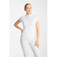 Polo de concurso Horze Louisa de malla para mujer Blanco / azul turquesa