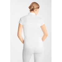 Polo de concurso Horze Louisa de malla para mujer Blanco / azul turquesa