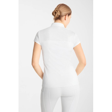 Polo de concurso Horze Louisa de malla para mujer Blanco / azul turquesa