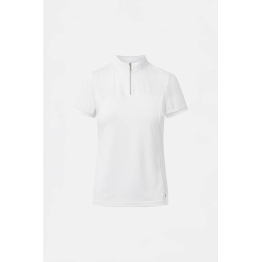 Polo de concurso Horze Louisa de malla para mujer Blanco / azul turquesa