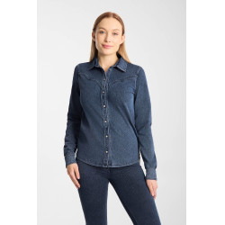 Camisa western para mujer Horze Ulrika Mezclilla azul Camisa western para mujer Horze Ulrika Mezclilla azul