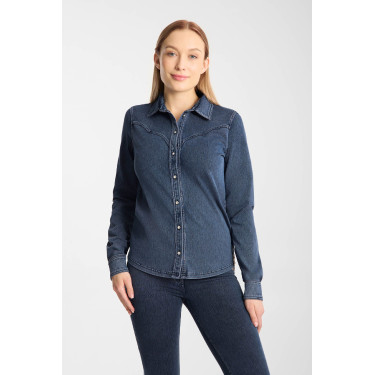 Camisa western para mujer Horze Ulrika Mezclilla azul