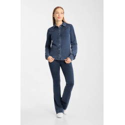 Camisa western para mujer Horze Ulrika Mezclilla azul Camisa western para mujer Horze Ulrika Mezclilla azul
