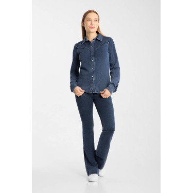 Camisa western para mujer Horze Ulrika Mezclilla azul