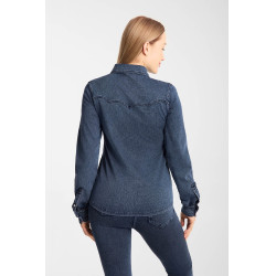 Camisa western para mujer Horze Ulrika Mezclilla azul Camisa western para mujer Horze Ulrika Mezclilla azul