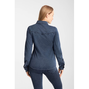 Camisa western para mujer Horze Ulrika Mezclilla azul