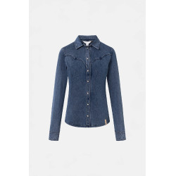 Camisa western para mujer Horze Ulrika Mezclilla azul Camisa western para mujer Horze Ulrika Mezclilla azul
