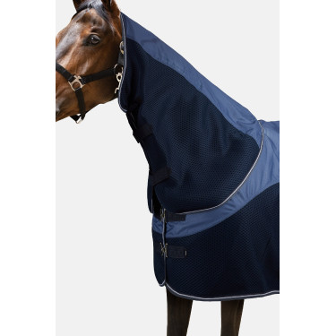 Manta de exterior impermeable Horze Aircool 3D con cuello desmontable Gris