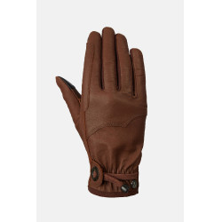 Guantes de equitación western de cuero Horze Dakota Castaño Marr&amp;amp;amp;oacute;n