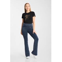 Leggings de equitación Horze Emery western para mujer, corte bootcut, efecto denim Mezclilla azul