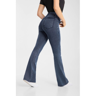 Leggings de equitación Horze Emery western para mujer, corte bootcut, efecto denim Mezclilla azul