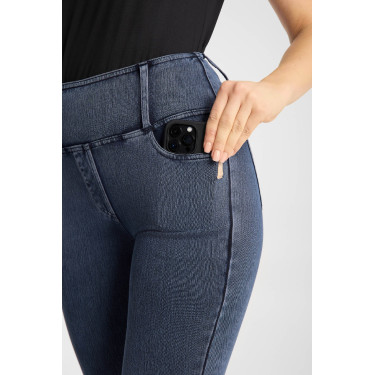 Leggings de equitación Horze Emery western para mujer, corte bootcut, efecto denim Mezclilla azul