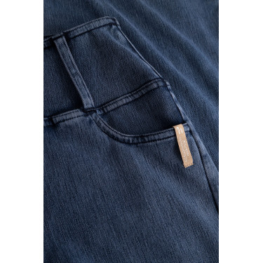 Leggings de equitación Horze Emery western para mujer, corte bootcut, efecto denim Mezclilla azul