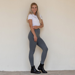Mallas de Equitación sin Costuras y Apariencia Vaquera con Asiento Completo de Silicona para Mujer Vanessa Gris