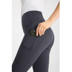 Legging de equitación Horze Vilma para mujer con culera integral refrescante Odisea marina Azul marino