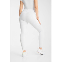 Pantalón de equitación Horze Matilda perforado mujer full grip Blanco / azul turquesa Pantalón de equitación Horze Matilda perforado mujer full grip Blanco / azul turquesa