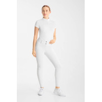 Pantalón de equitación Horze Matilda perforado mujer full grip Blanco / azul turquesa Pantalón de equitación Horze Matilda perforado mujer full grip Blanco / azul turquesa