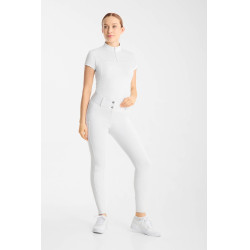 Pantalón de equitación Horze Matilda perforado mujer full grip Blanco / azul turquesa