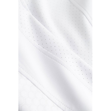 Pantalón de equitación Horze Matilda perforado mujer full grip Blanco / azul turquesa